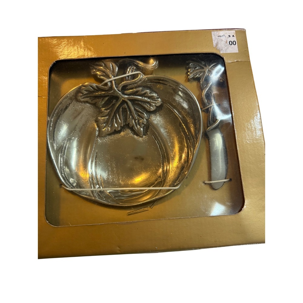 Biltmore For Your Home Dip Bowl & Spreader Set Appetizer Pumpkin Silver